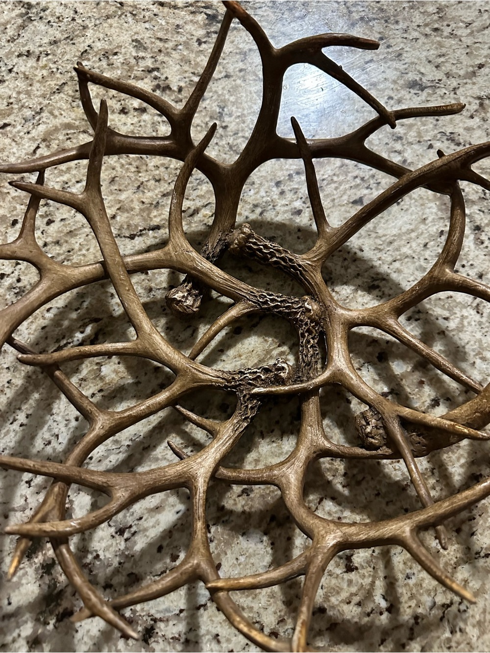 Rustic Antler Style Resin Decorative Bowl - Picture 3 of 5